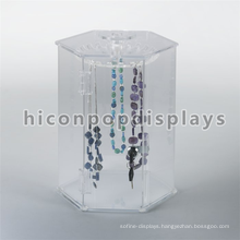 Quality Counter Top Custom New Jewelry Necklace Hexagon Pure Acrylic Jewelry Display Showcase